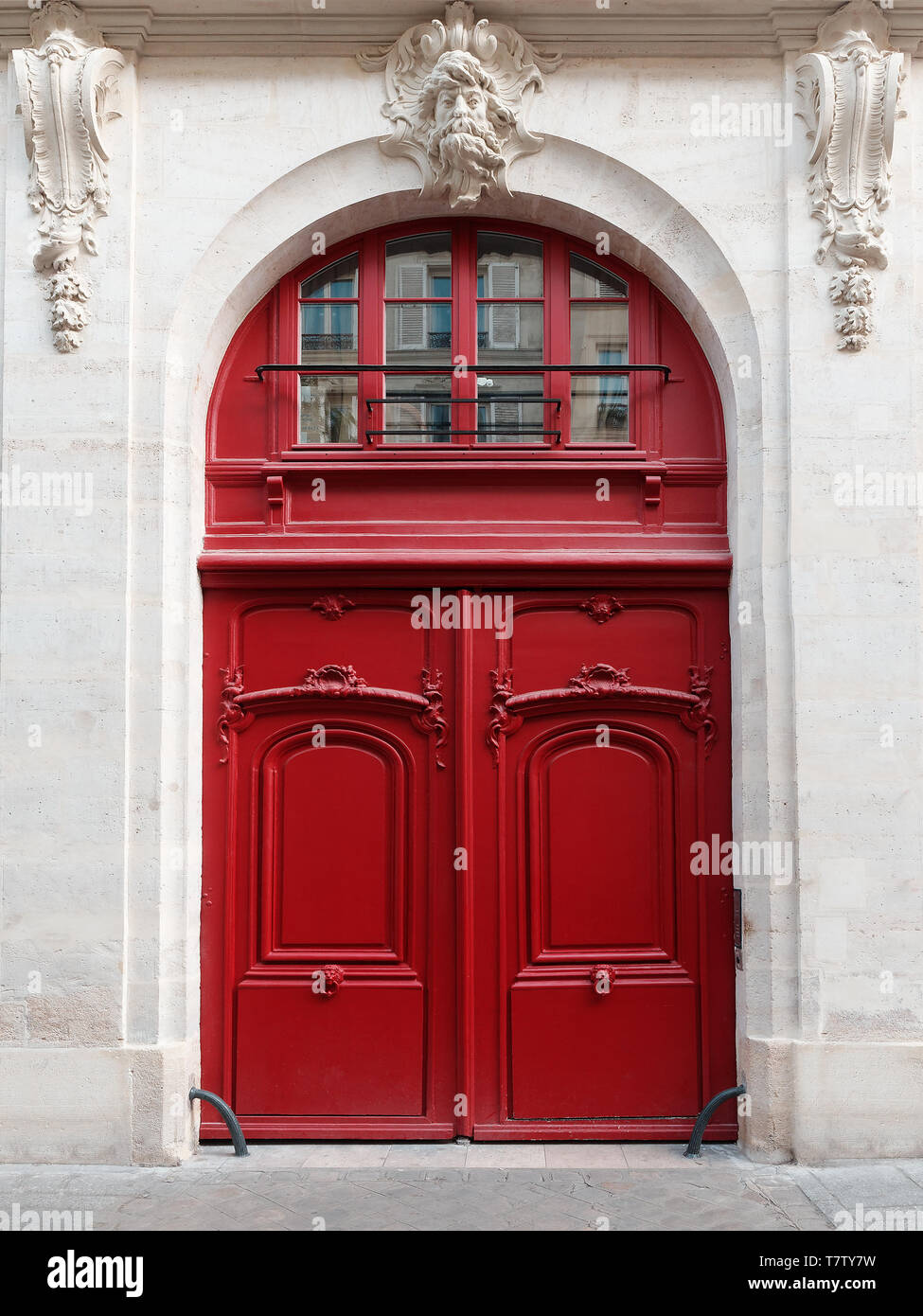 Red ancient big door in a white wall Stock Photo Alamy