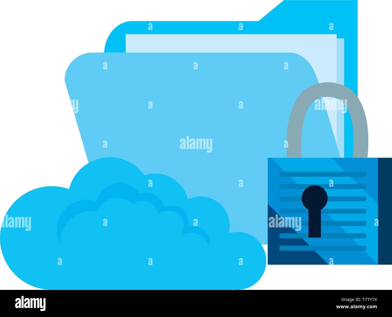 cloud computing folder padlock cybersecurity data protection vector ...