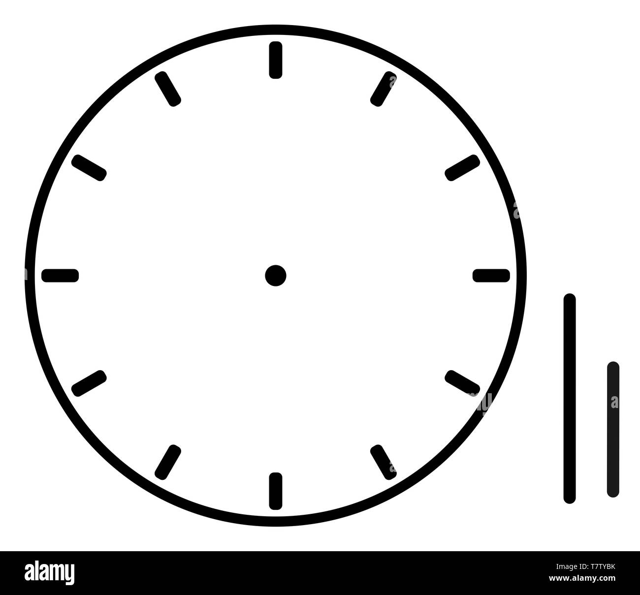 Naive icon clock with hands isolated on white. Ready for animation