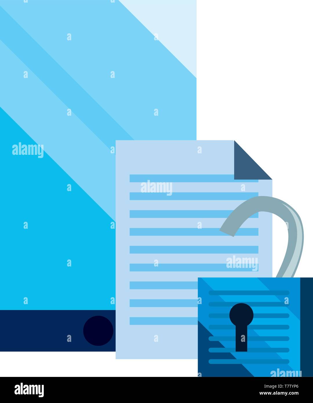smartphone document padlock cybersecurity data protection vector ...