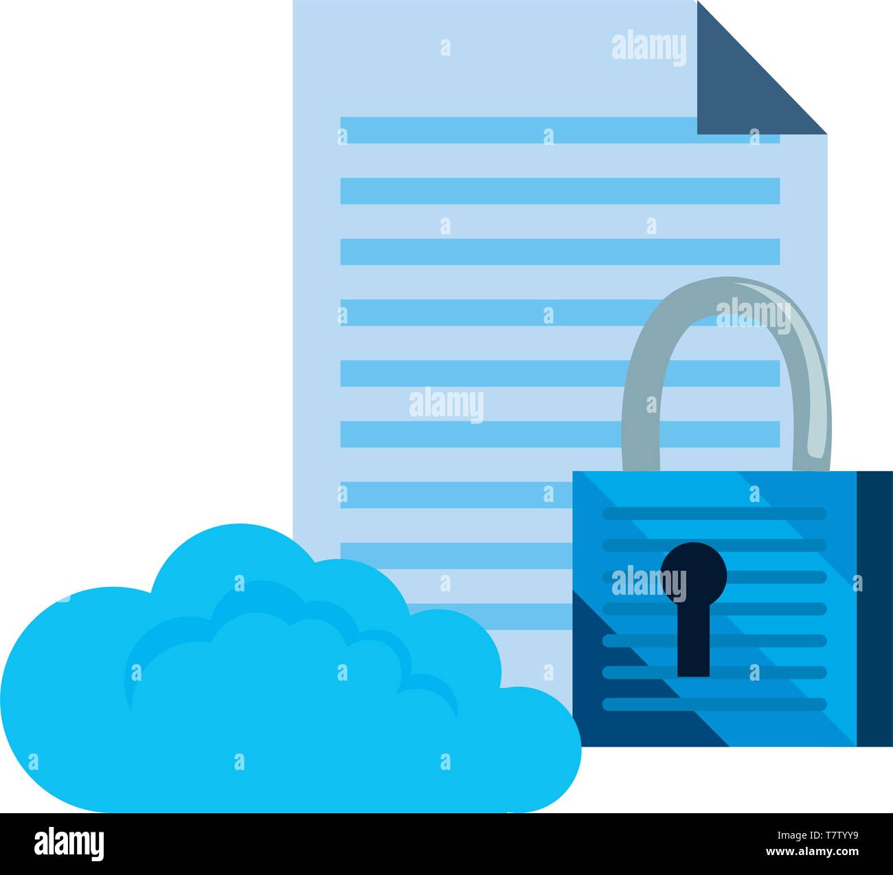 cloud computing padlock document cybersecurity data protection vector ...
