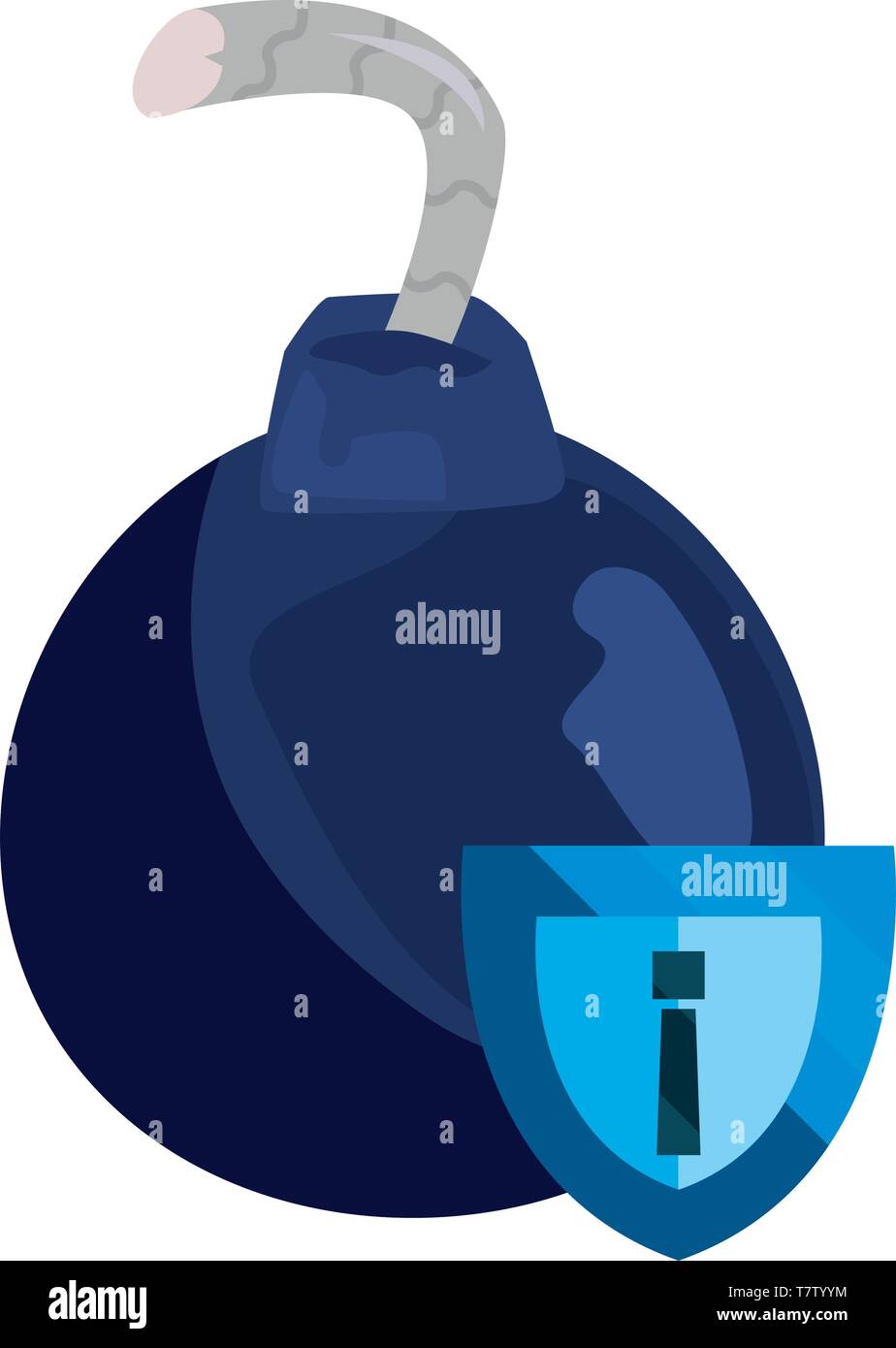 shield bomb attack cybersecurity data vector illustration Stock Vector