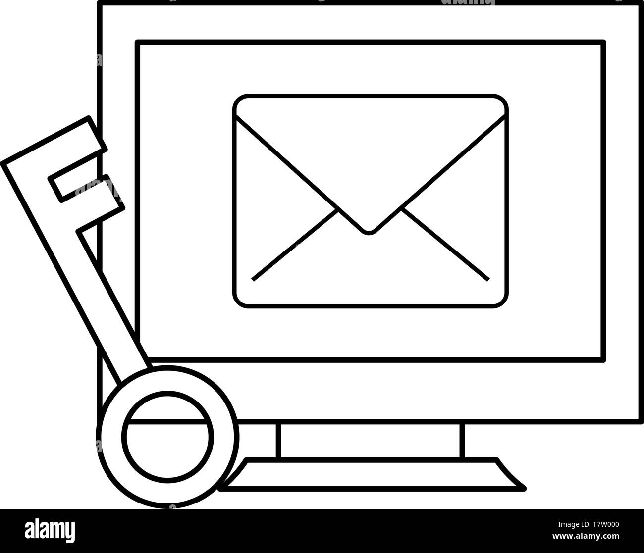 computer message key cybersecurity data protection vector illustration ...