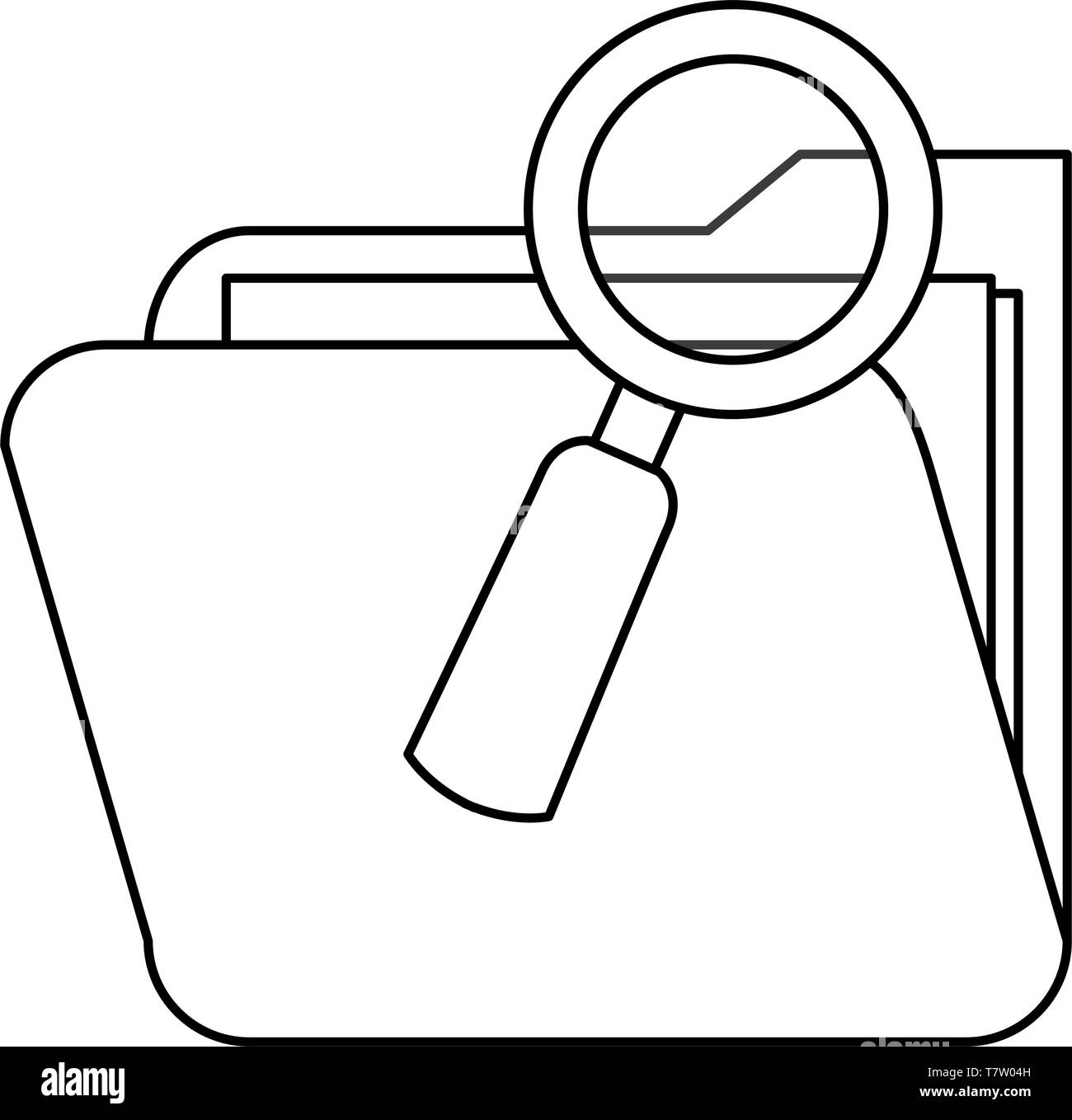 folder analysis magnifier cybersecurity data vector illustration ...