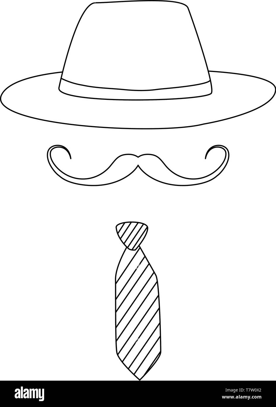 hat mustache tie happy fathers day vector illustration Stock Vector ...
