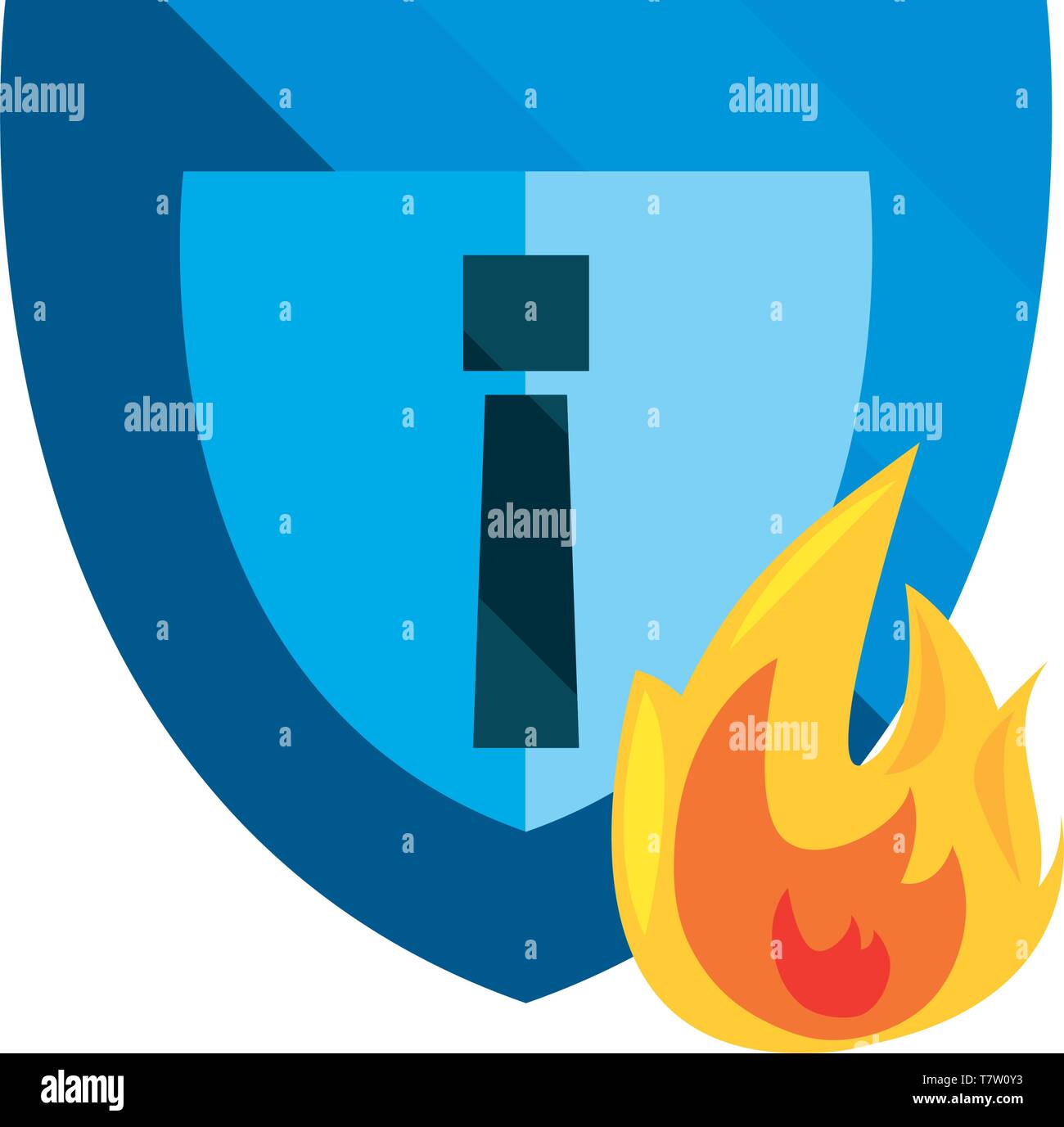 shield fire cybersecurity data protection vector illustration Stock ...