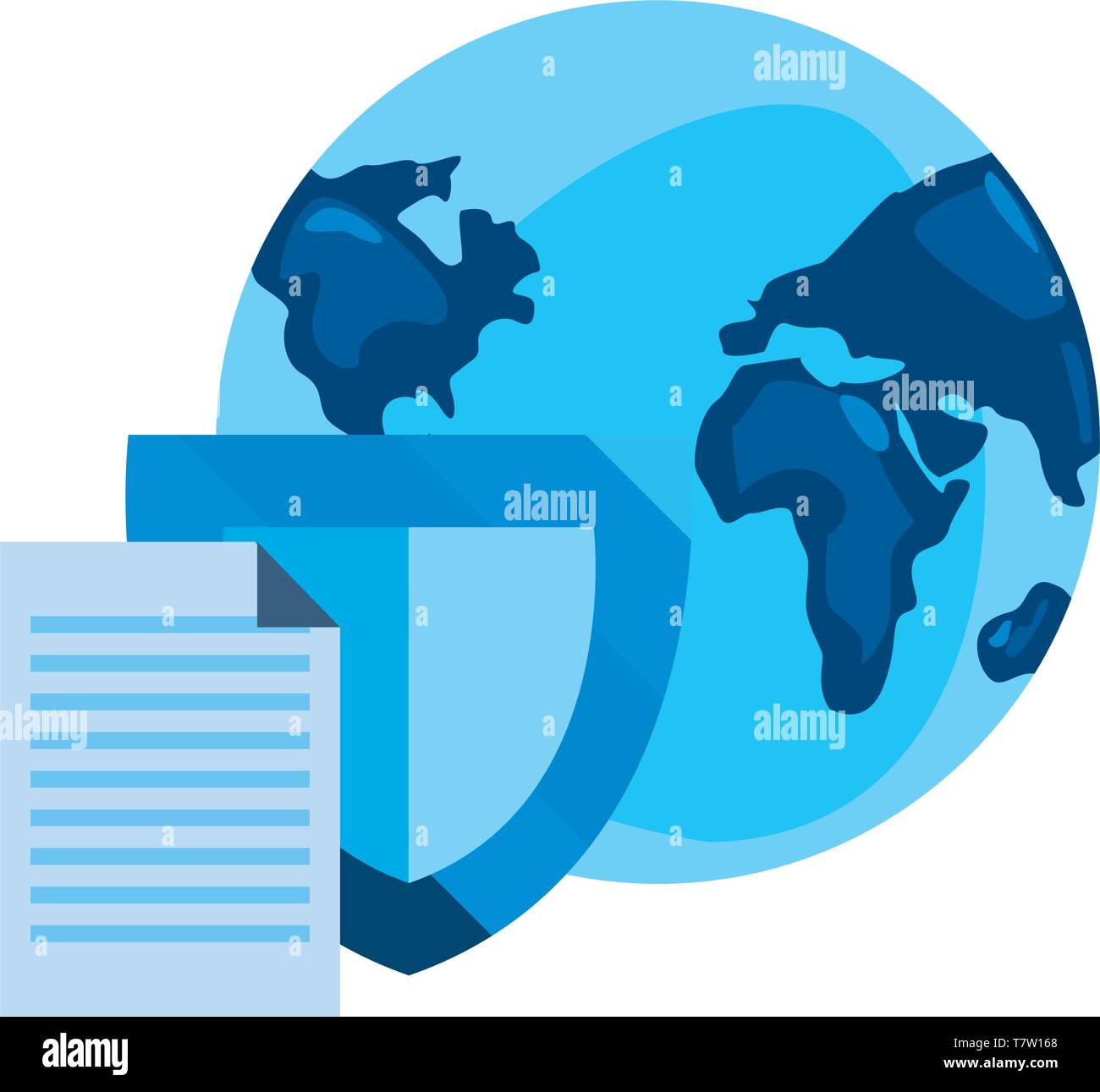 world shield protection file cybersecurity data vector illustration ...