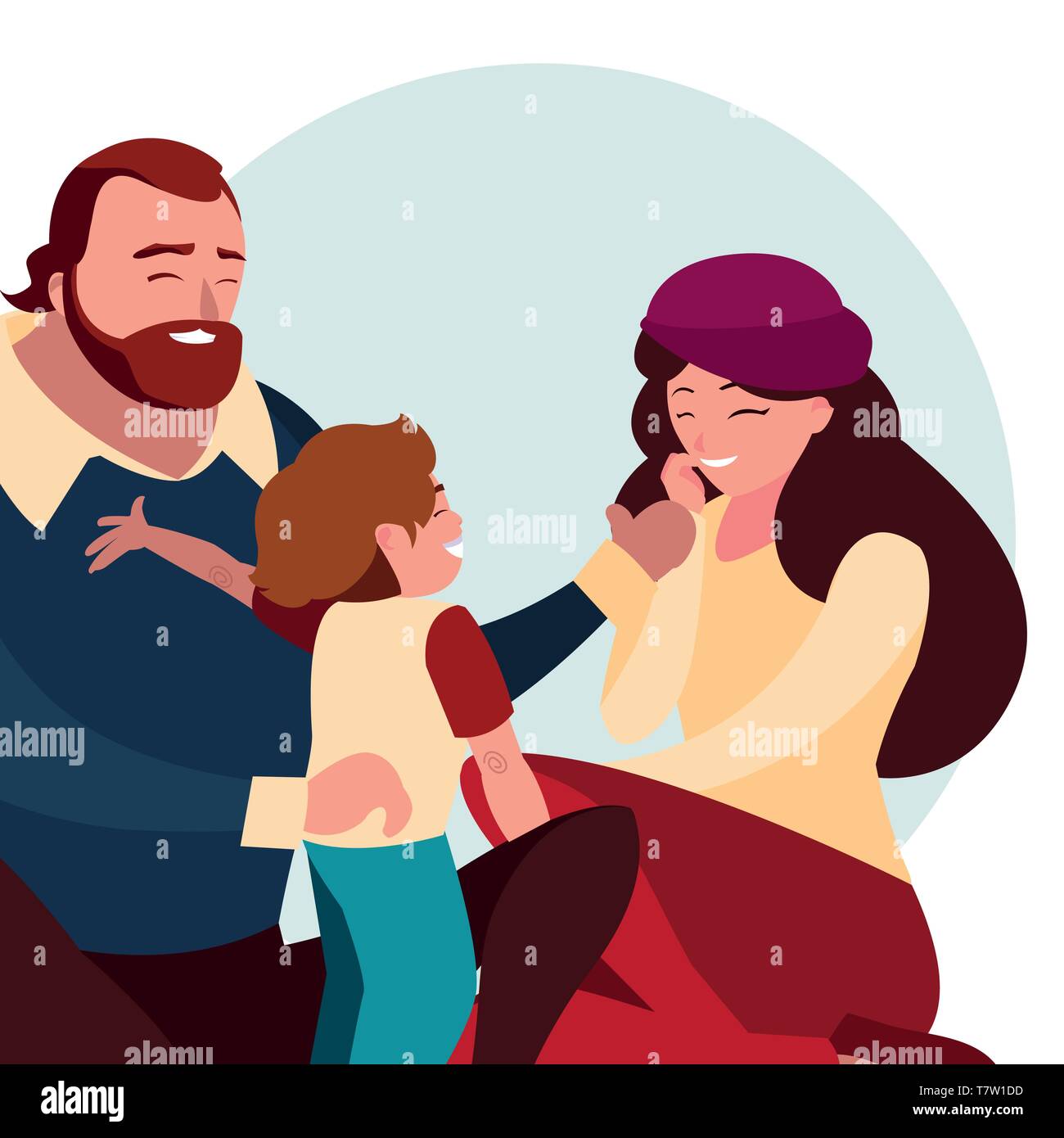 parents with son family avatar character vector illustration design ...