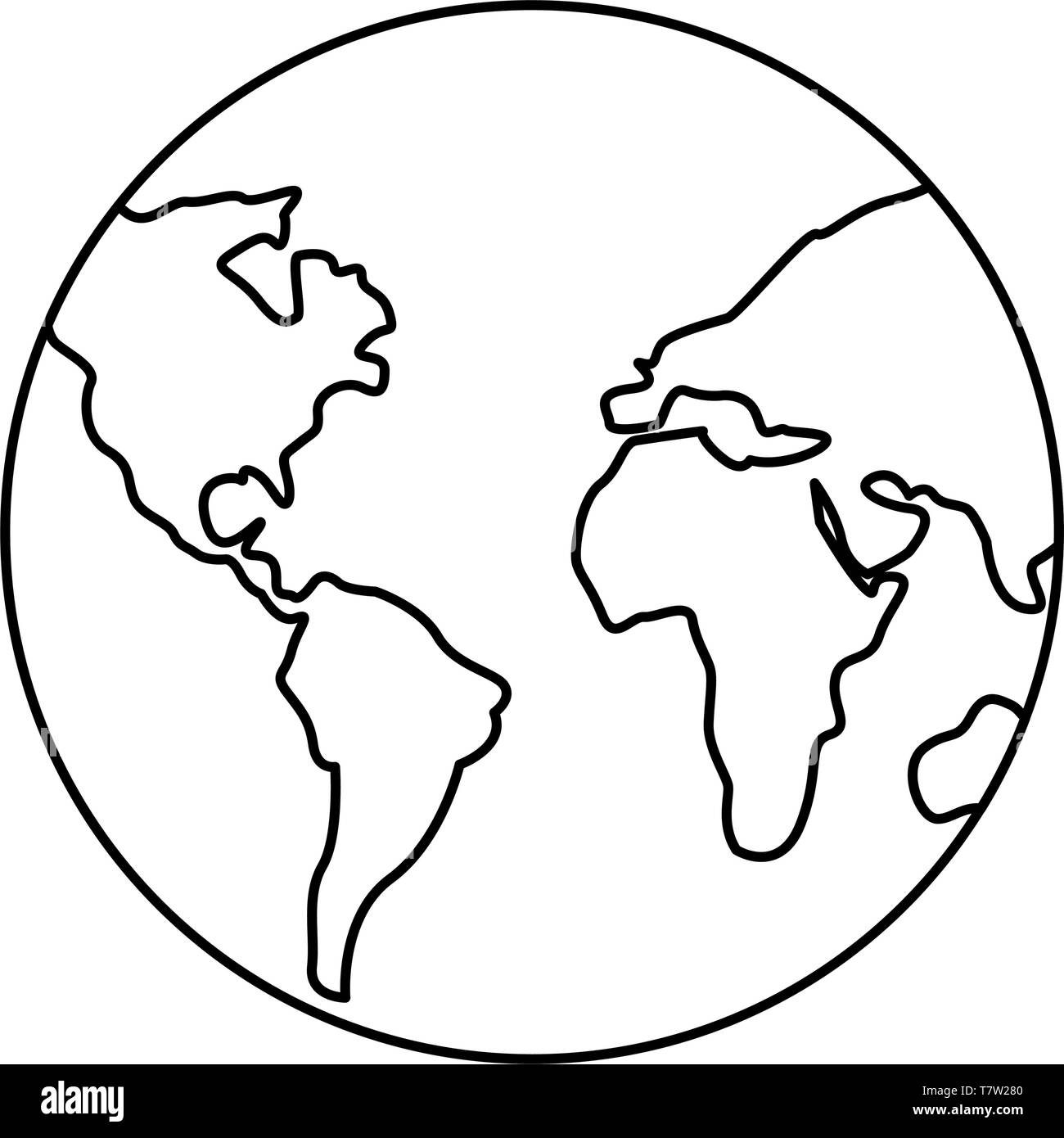 world planet earth icon on white background vector illustration outline  Stock Vector Image & Art - Alamy