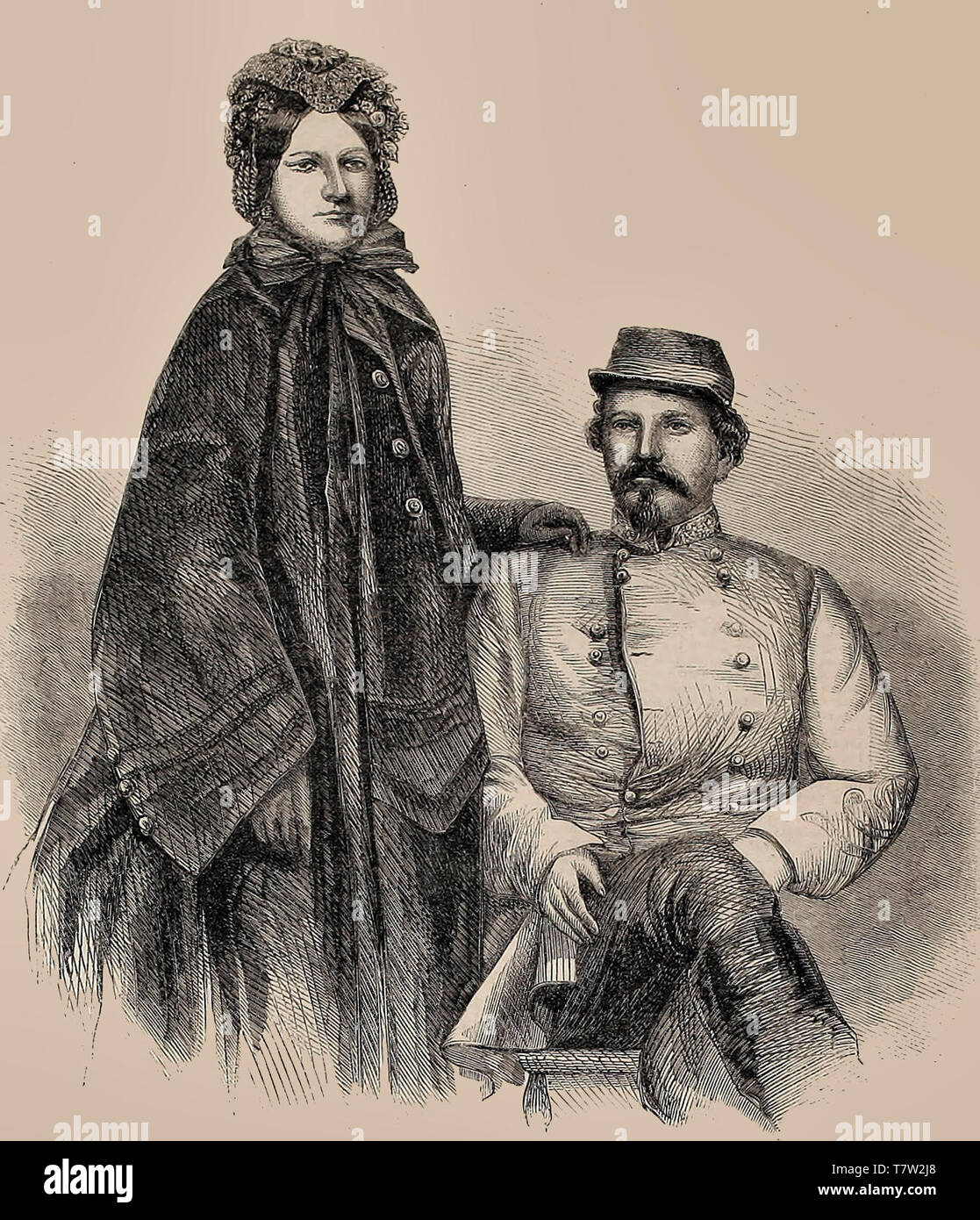 The late Brigadier General John H Morgan, CSA, and his wife. American Civil War, 1864 Stock Photo