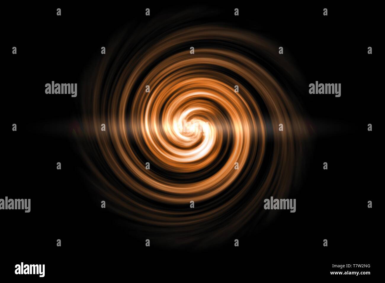 Glowing spiral tunnel with light orange cloud on black background Stock ...