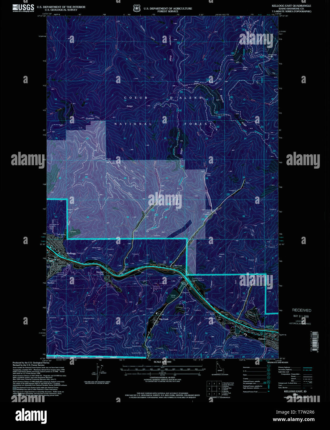 Kellogg idaho map hi-res stock photography and images - Alamy