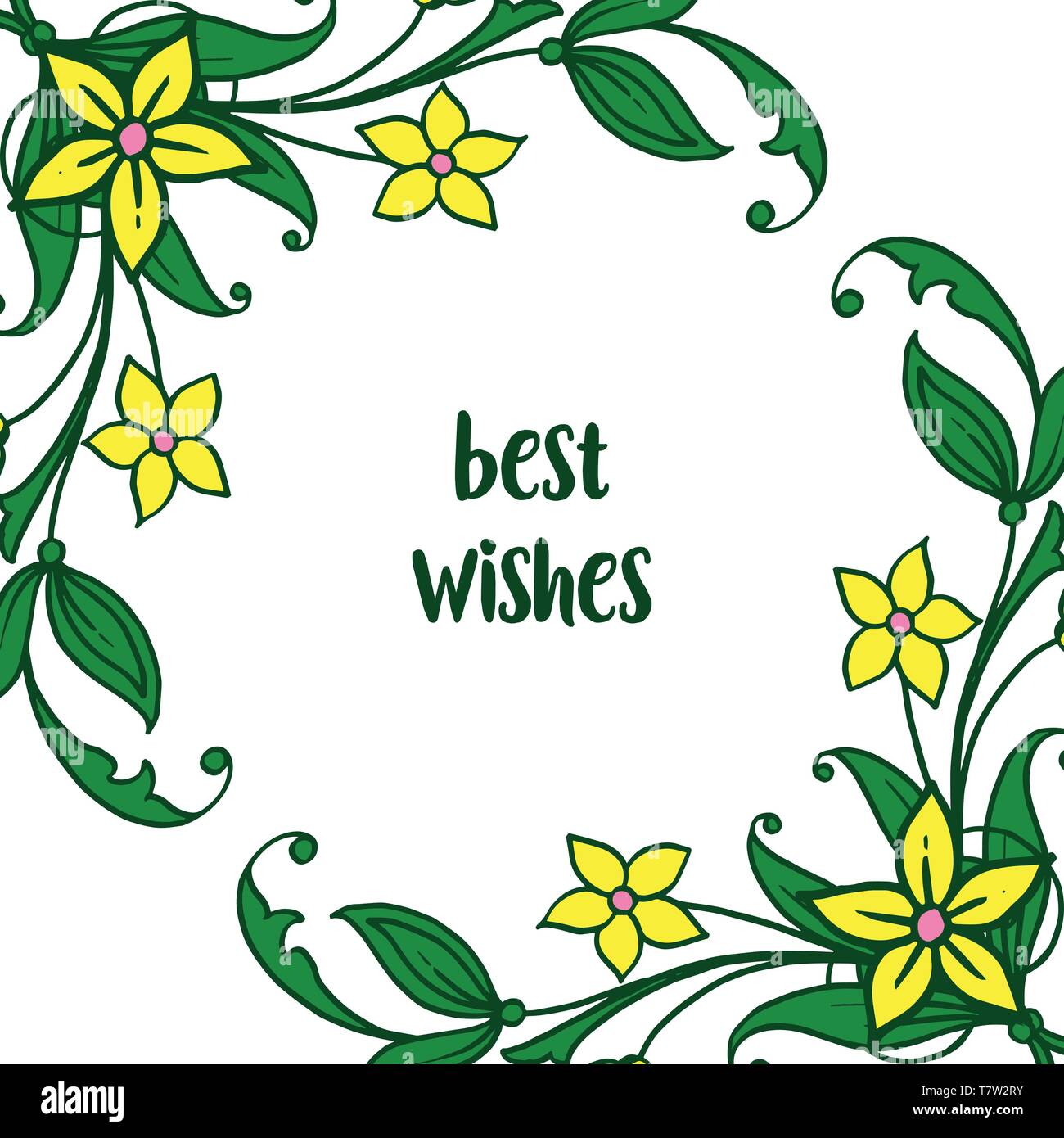 Vector illustration banner best wishes for style of leaf floral frames ...