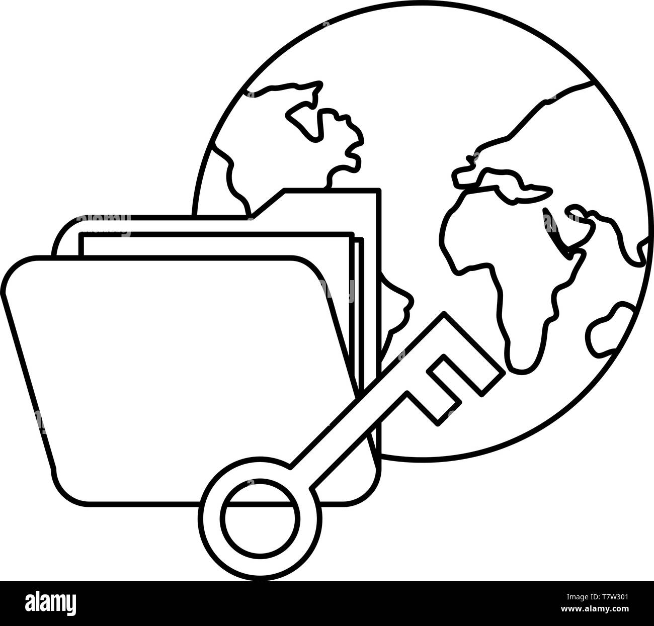 world key folder cybersecurity data protection vector illustration ...