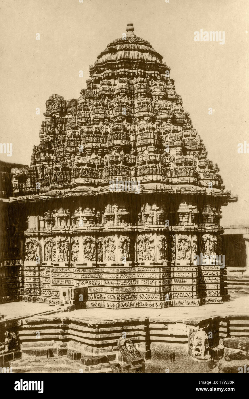 25-Apr-2012-Vintage photo of Kesava Chennakesava temple at Somanathpura Mysore Karnataka INDIA Stock Photo