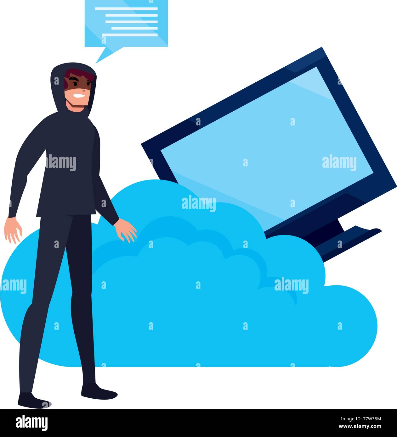 hacker computer cloud computing cybersecurity data protection vector ...