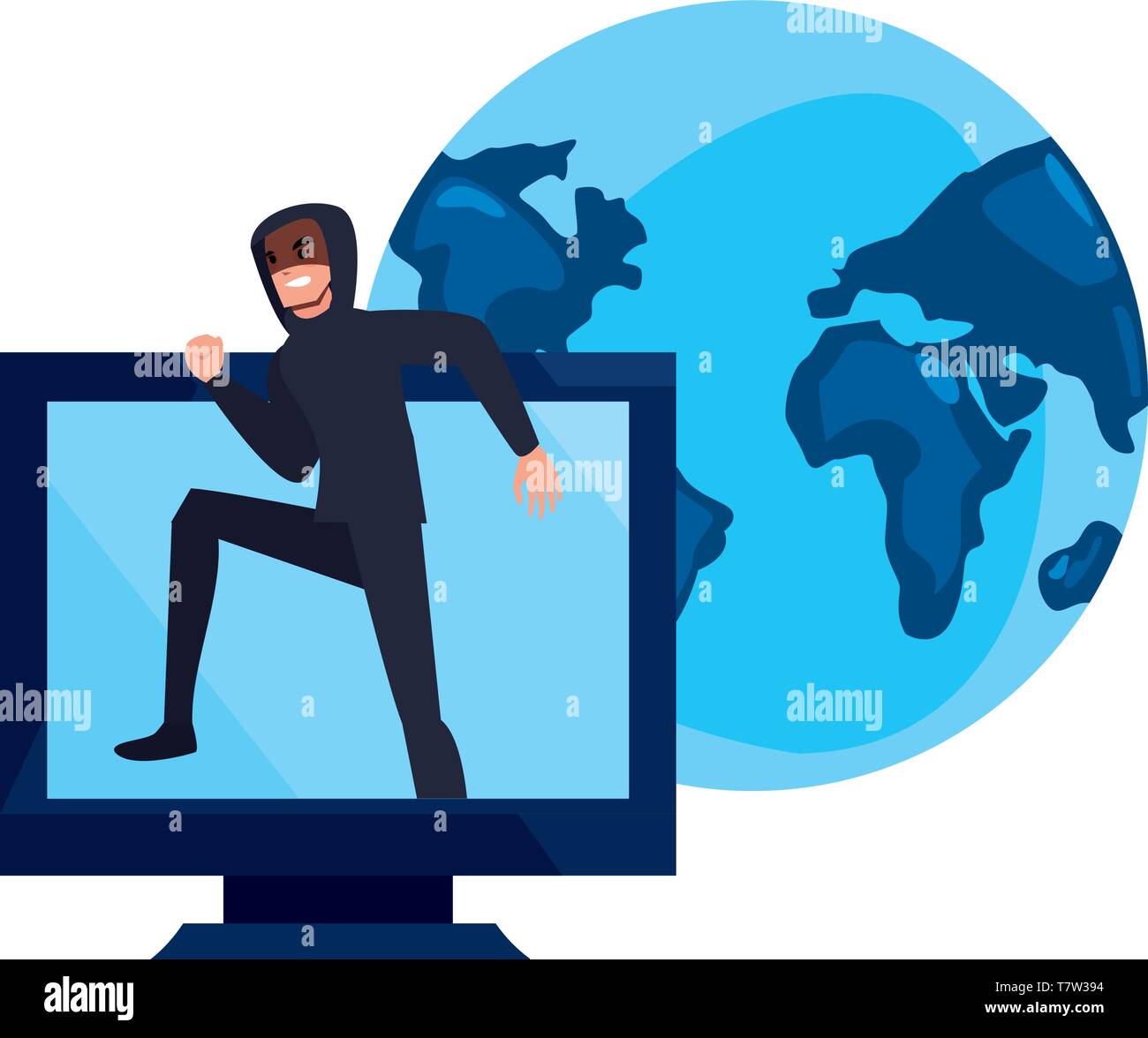 hacker man world computer cybersecurity data protection vector ...