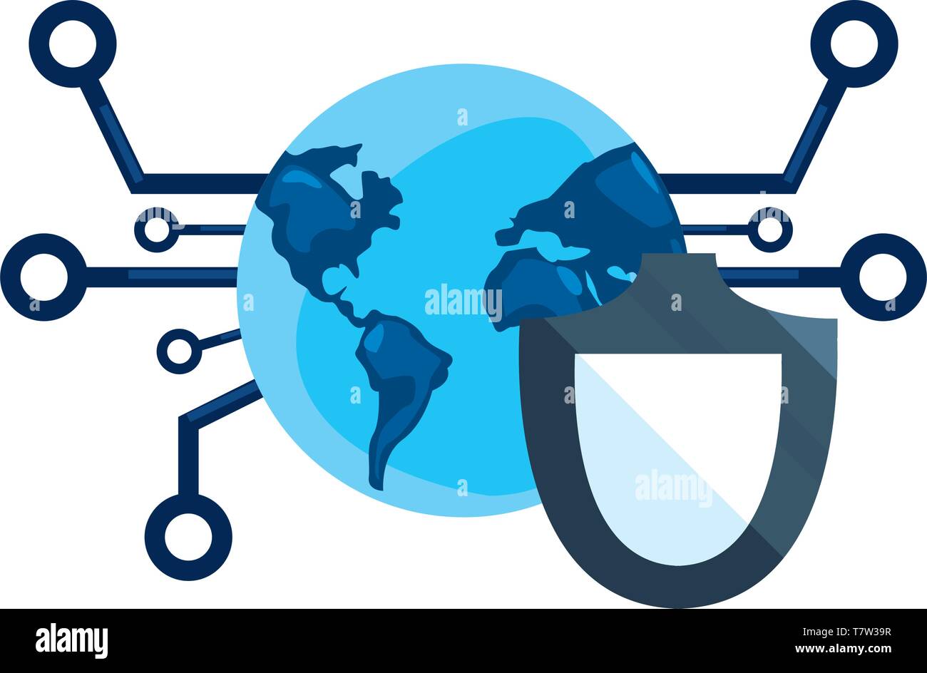 world connection shield cybersecurity data protection vector ...