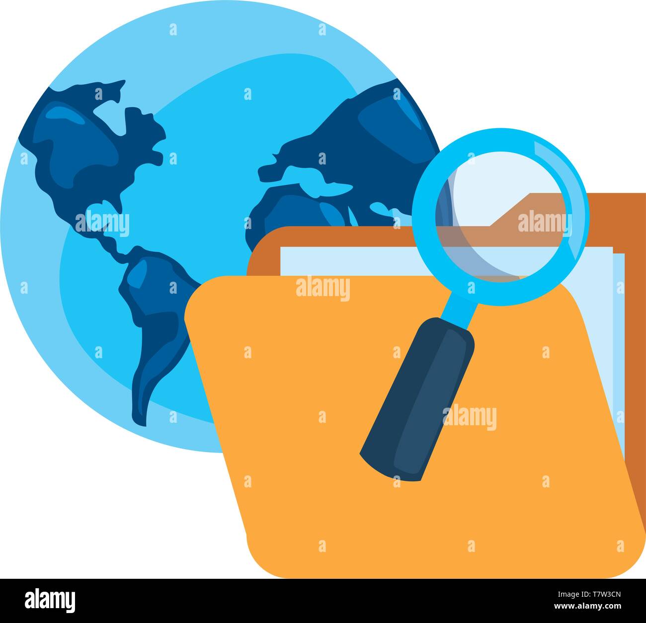 world folder magnifier cybersecurity data protection vector ...