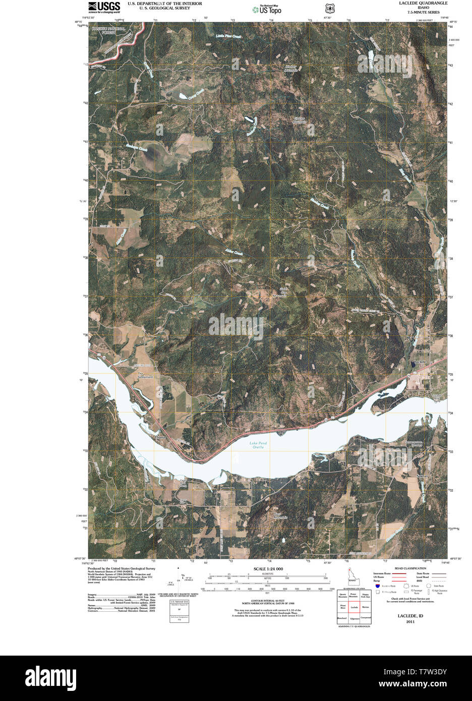 USGS TOPO Map Idaho ID Laclede 20110125 TM Restoration Stock Photo