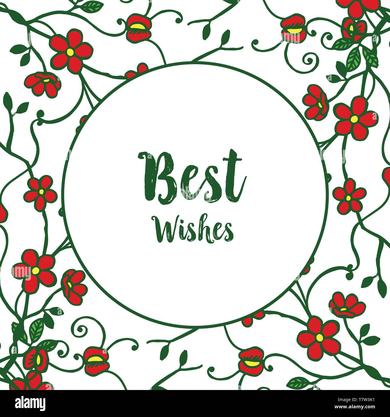 Vector illustration beauty of red wreath frame with greeting card of ...
