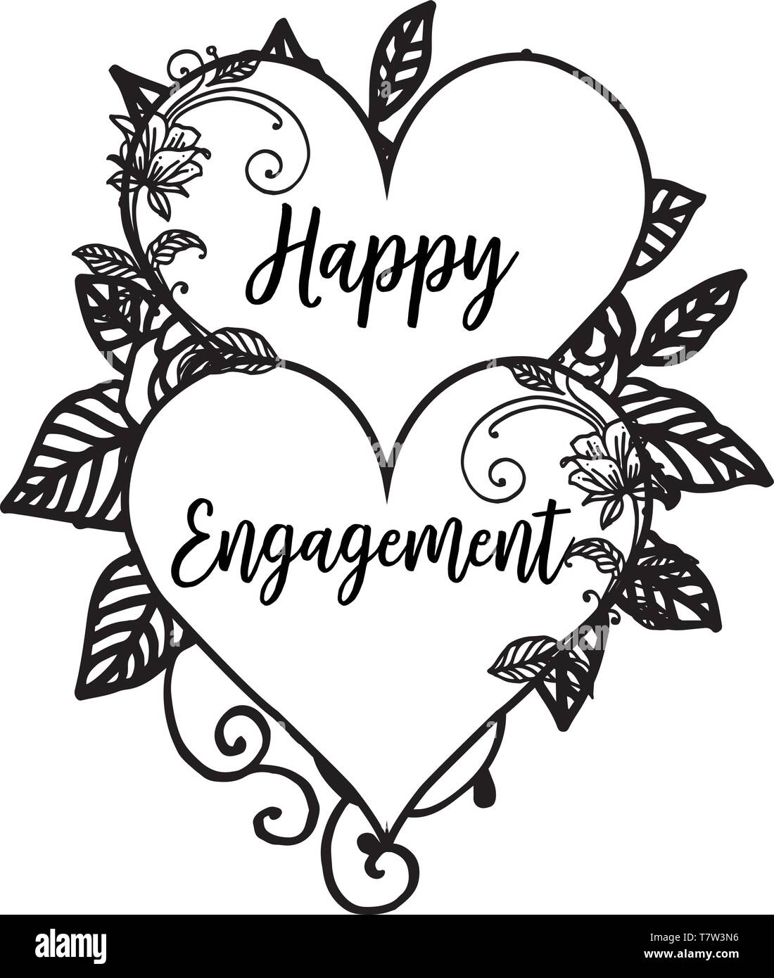 Vector illustration decoration of happy engagement with backdrop ...