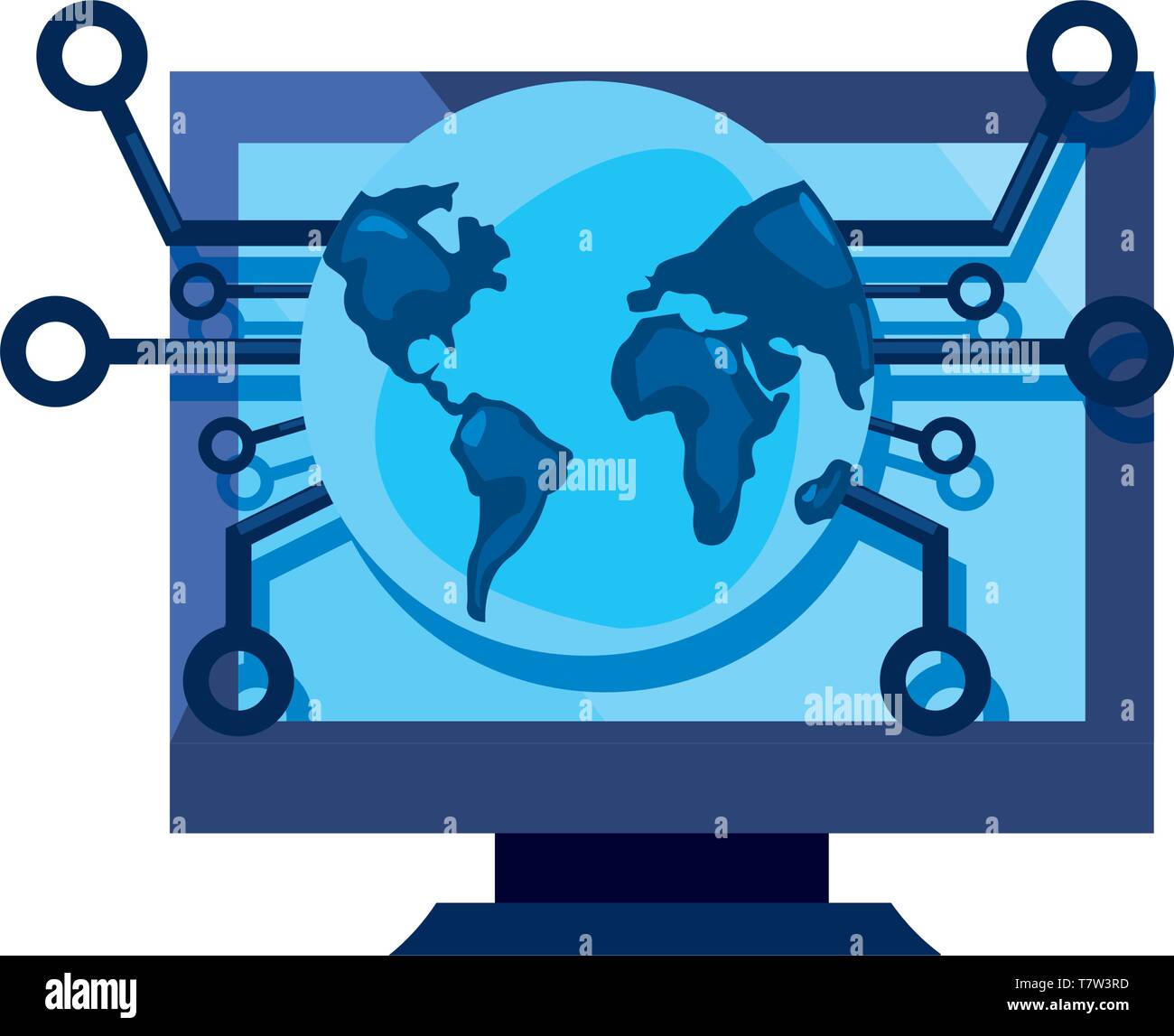 computer world connected cybersecurity data protection vector ...