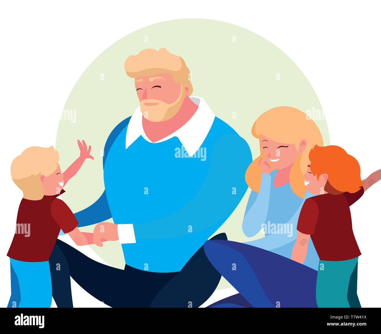 parents with children family avatar character vector illustration ...