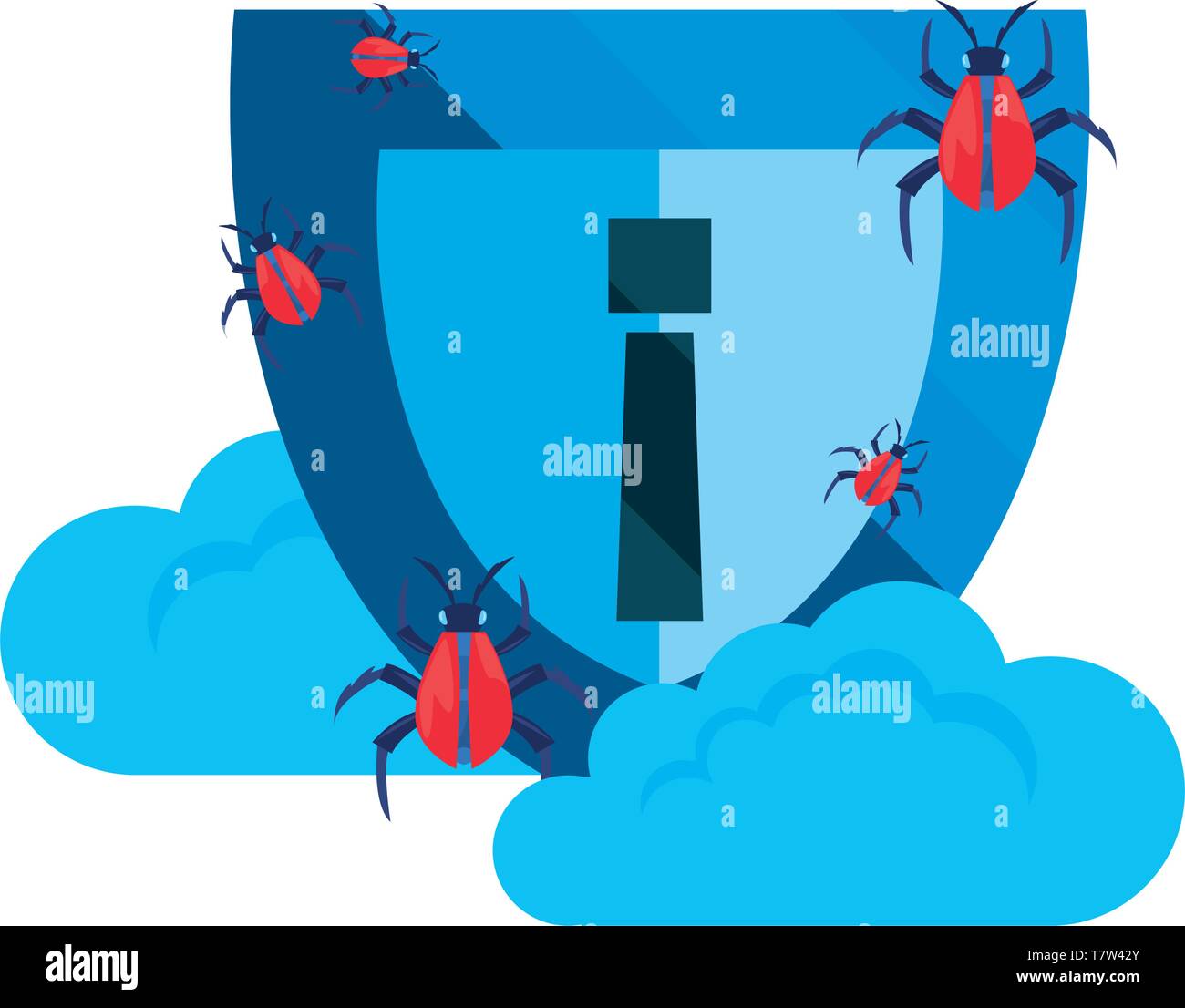cloud computing shield virus cybersecurity data protection vector ...