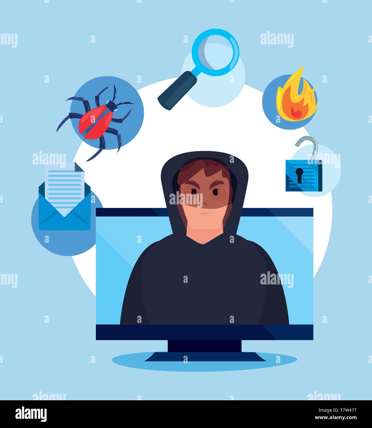 hacker man computer virus crime attack cybersecurity data protection ...