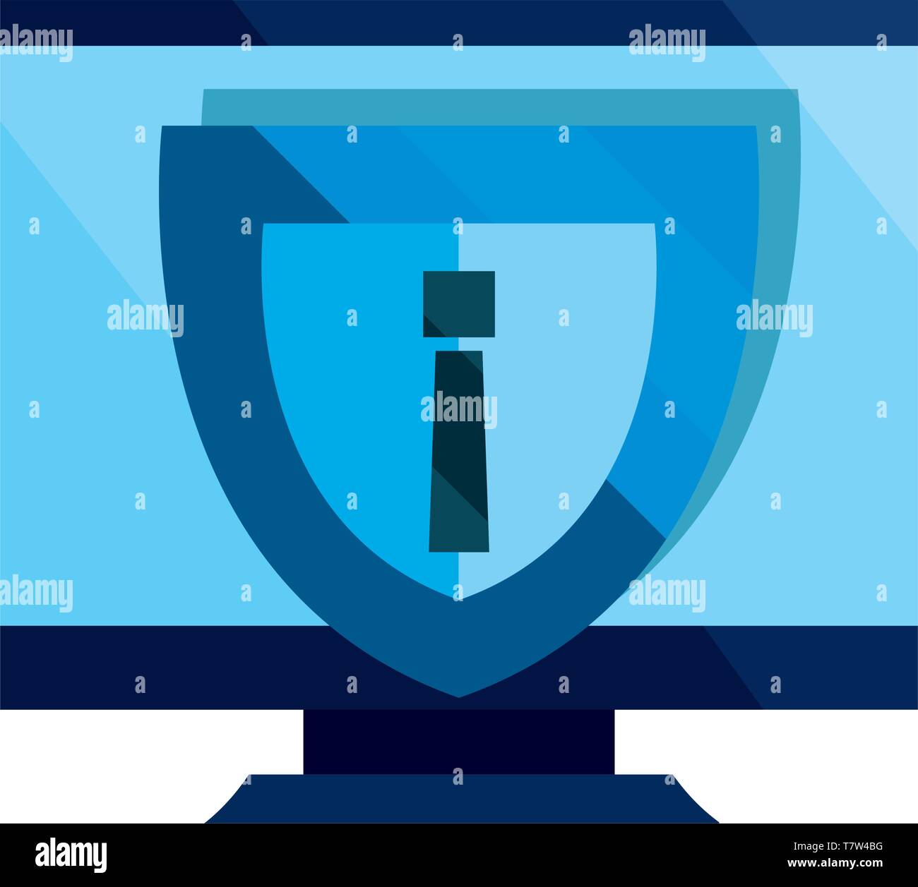 computer shield alert cybersecurity data protection vector illustration ...
