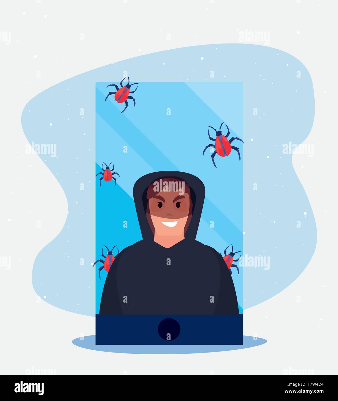 smartphone hacker man virus attack cybersecurity data protection vector ...
