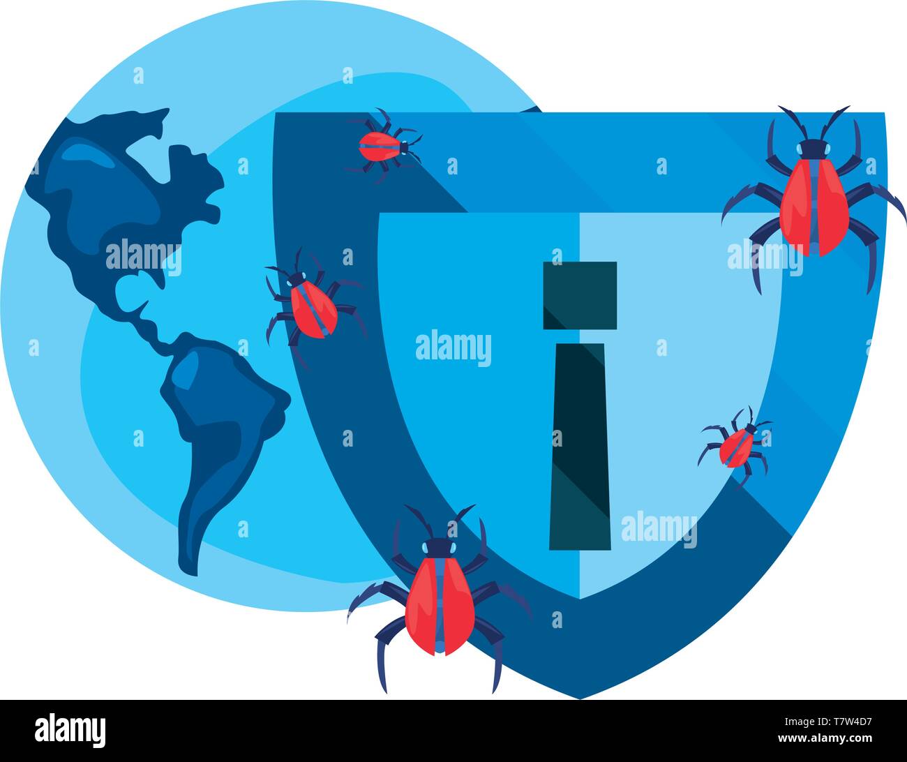 world virus shield cybersecurity data protection vector illustration ...