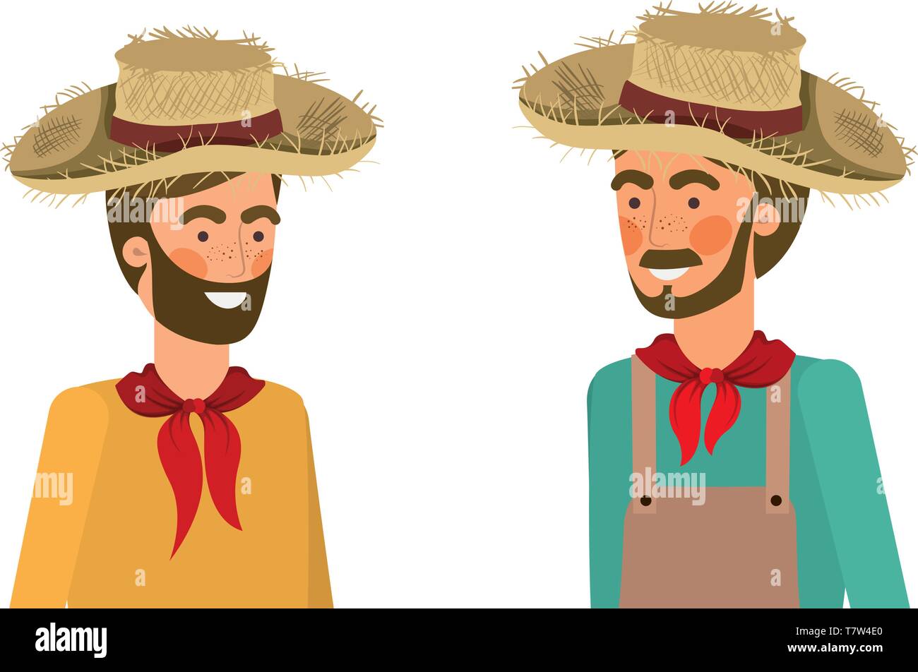 farmers men talking with straw hat Stock Vector Image & Art - Alamy