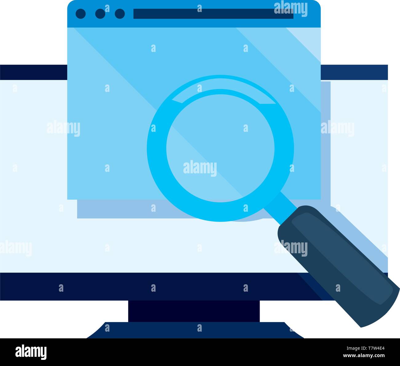 computer website analyzing cybersecurity data protection vector illustration Stock Vector
