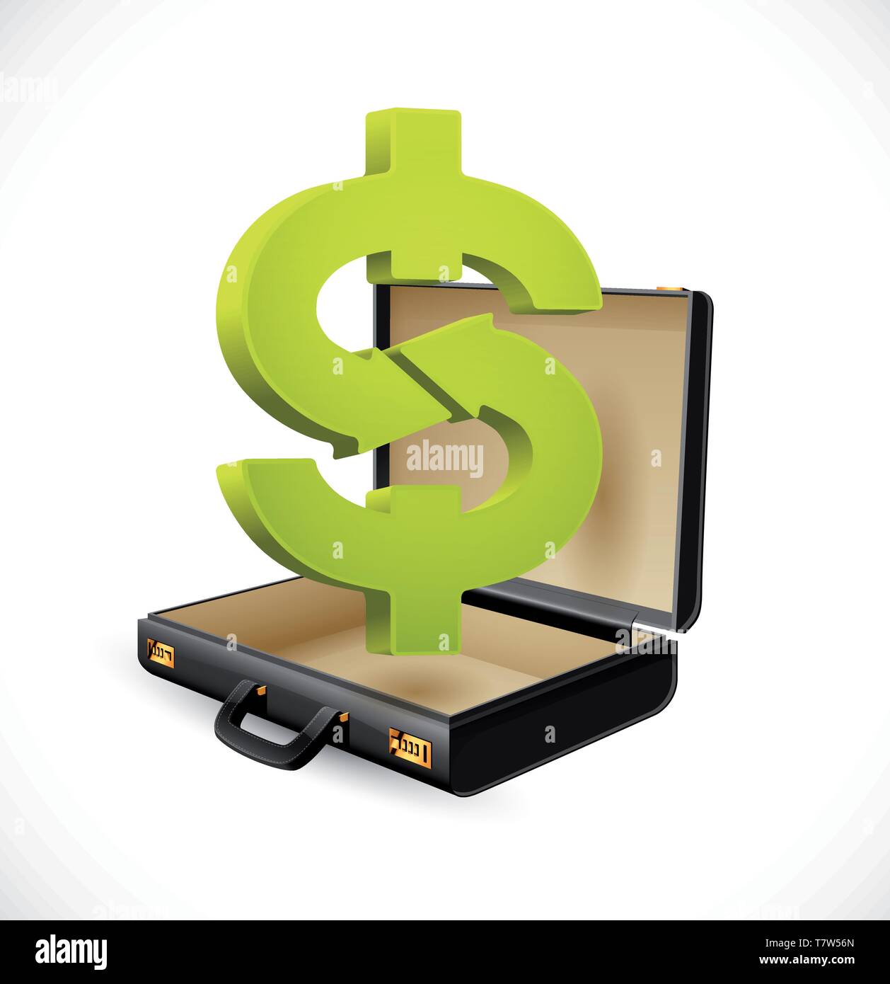 Business suitcase finance concept Dollar sign inside businessman