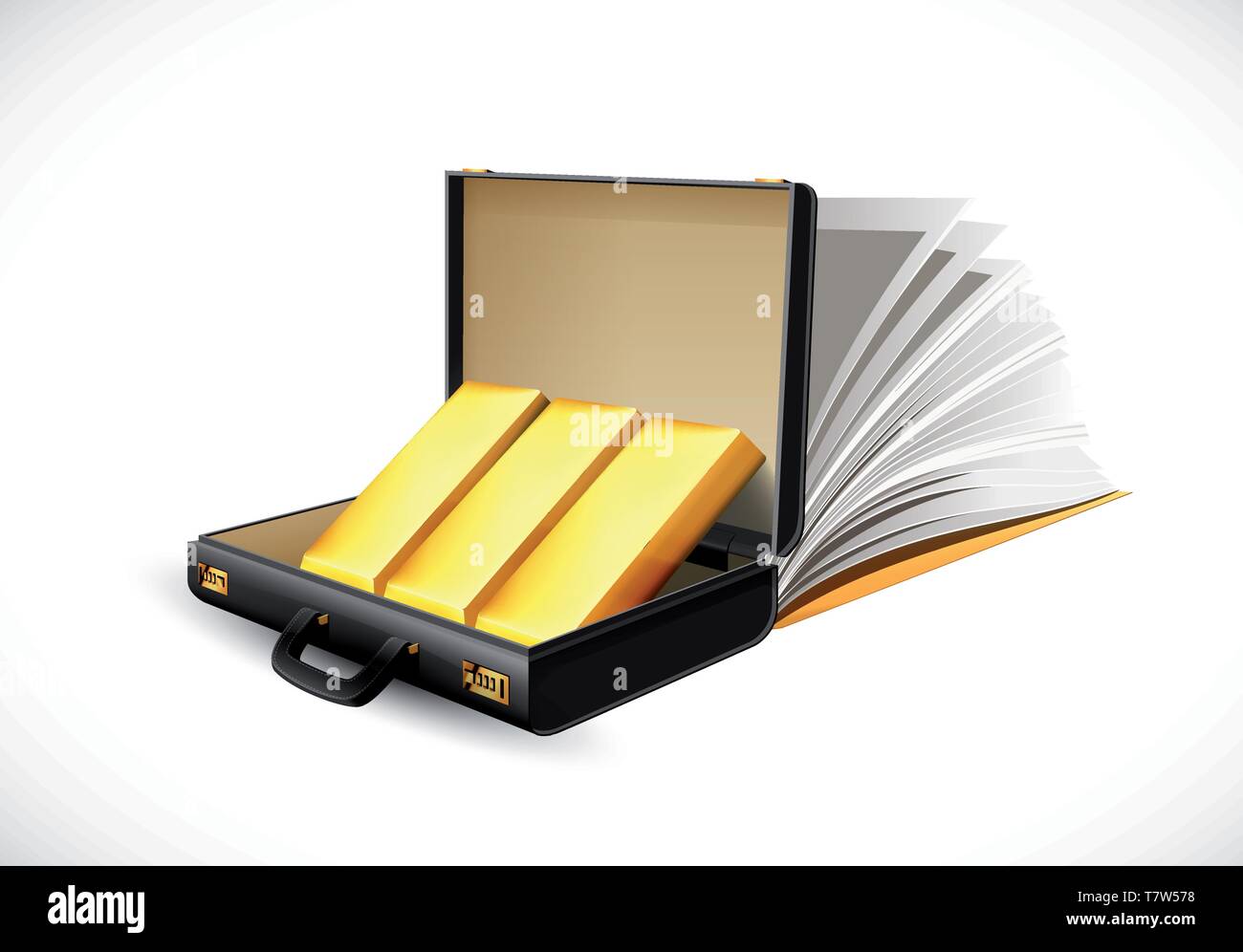 Business suitcase full of gold - briefcase concept Stock Vector Image