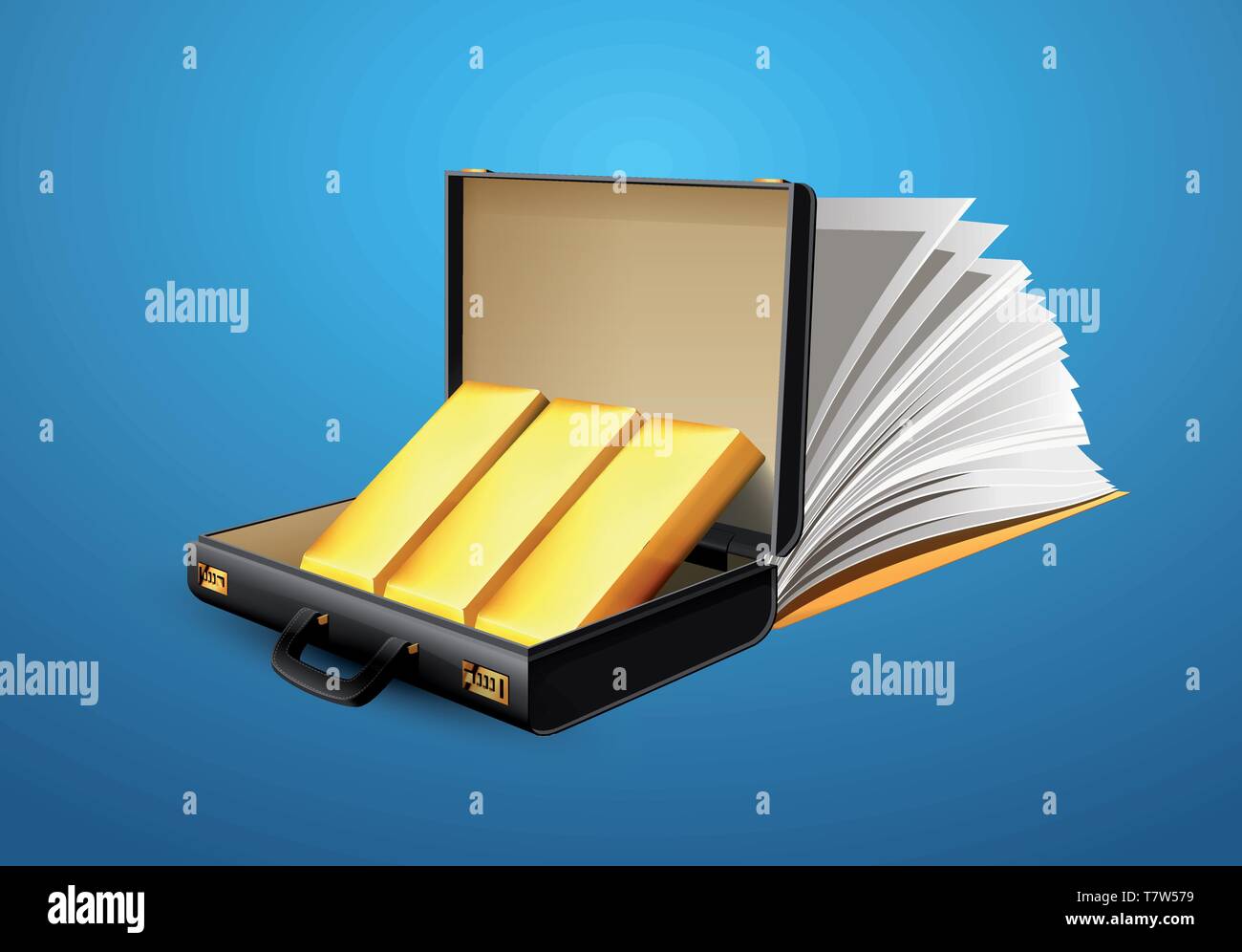 Business suitcase full of gold briefcase concept Stock Vector Image