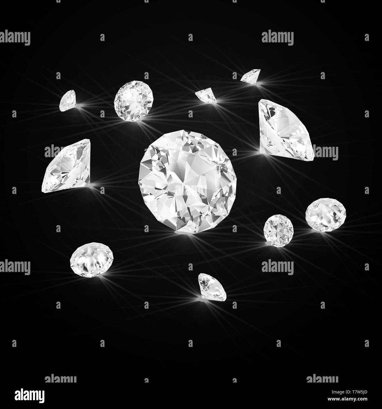 Diamond Rays Background Diamonds on black background with glowing rays Stock Photo - Alamy