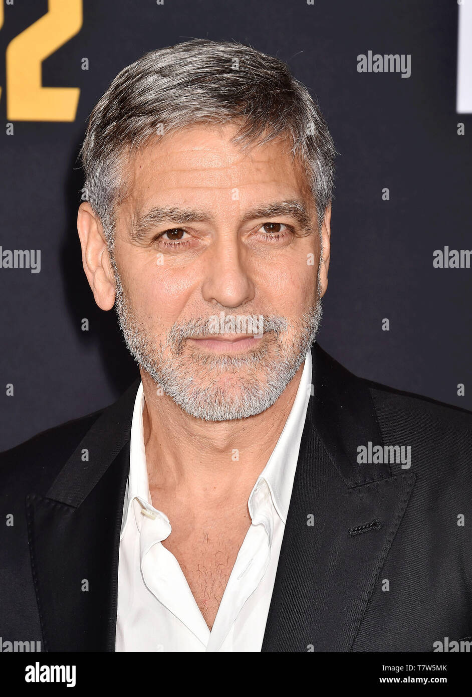 HOLLYWOOD, CA - MAY 07: George Clooney arrives at the U.S. Premiere Of Hulu's 'Catch-22' at TCL Chinese Theatre on May 07, 2019 in Hollywood, California. Stock Photo