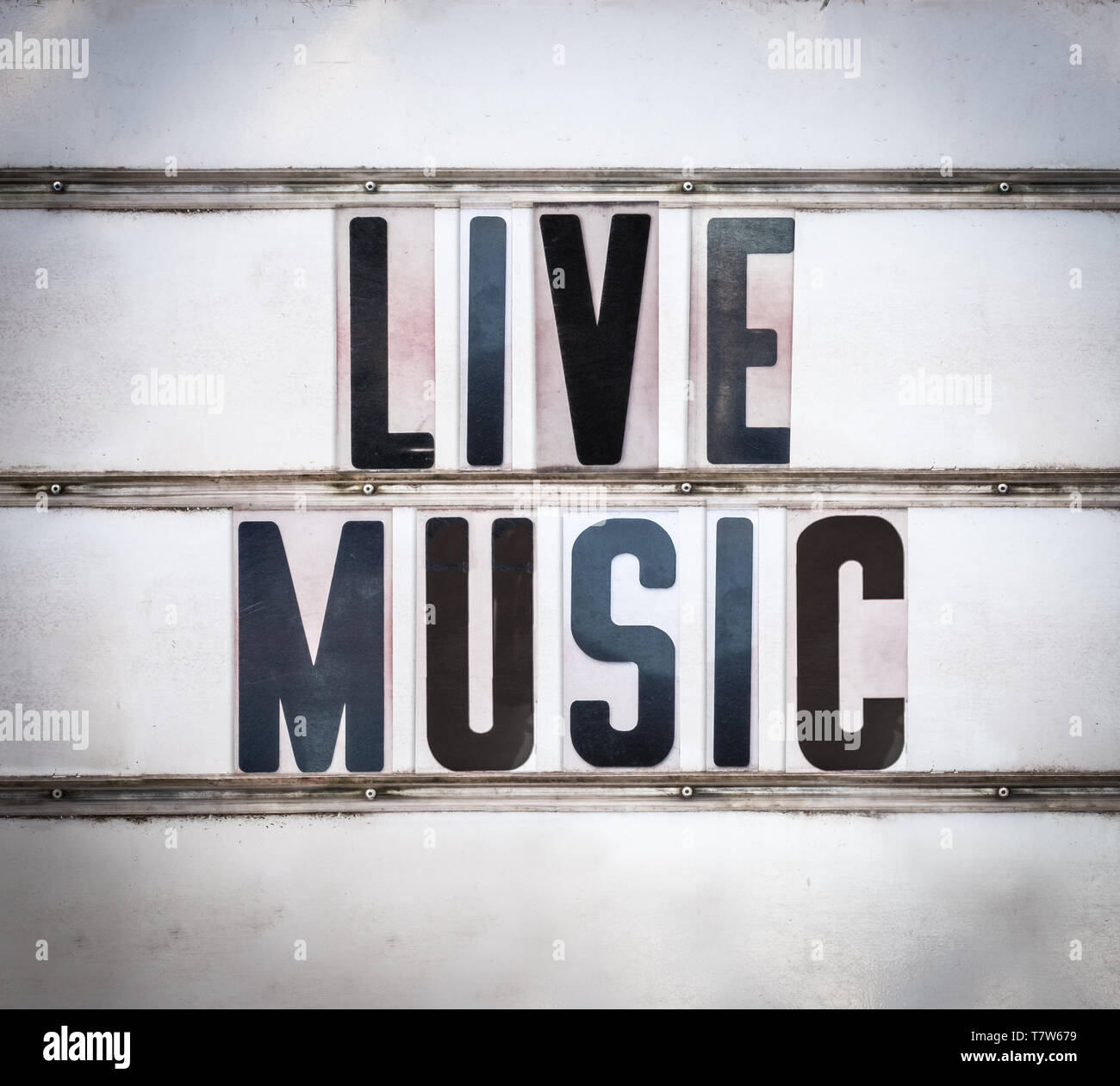 A Retro Vintage And Grungy Live Music Sign Outside A Bar Or Pub Or Nightclub Stock Photo