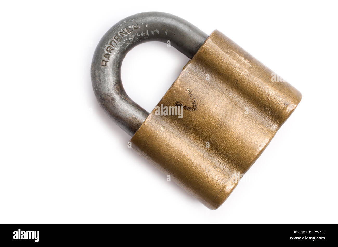 Closed padlock on white background. Stock Photo