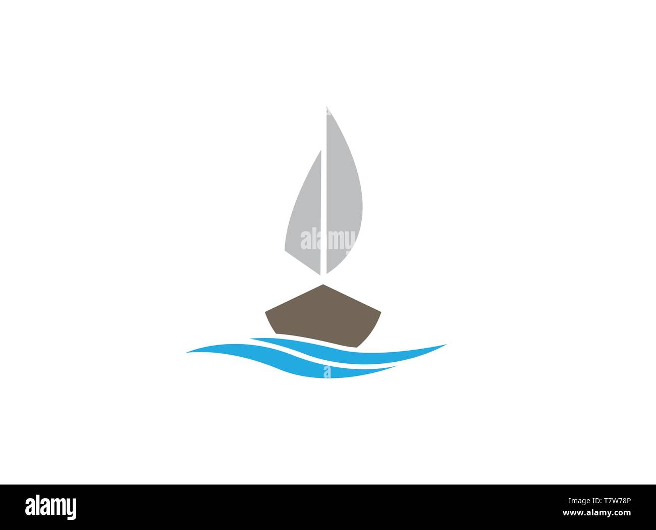 yacht sailing in the sea with meer for logo Stock Vector