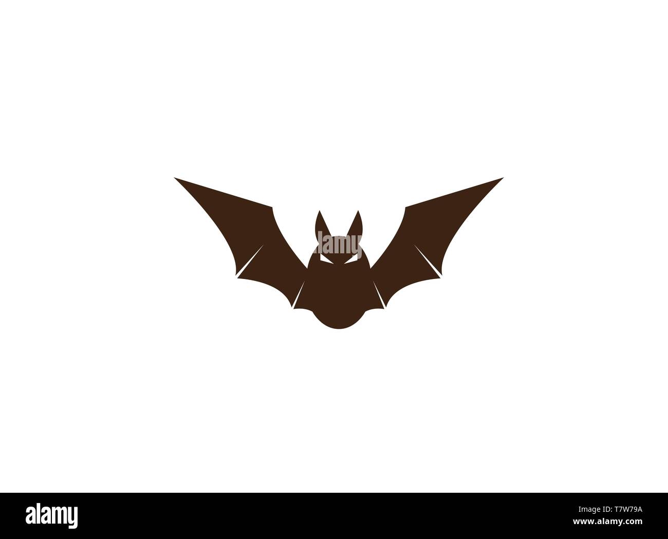 Black bat with an angry face and open wings logo Stock Vector