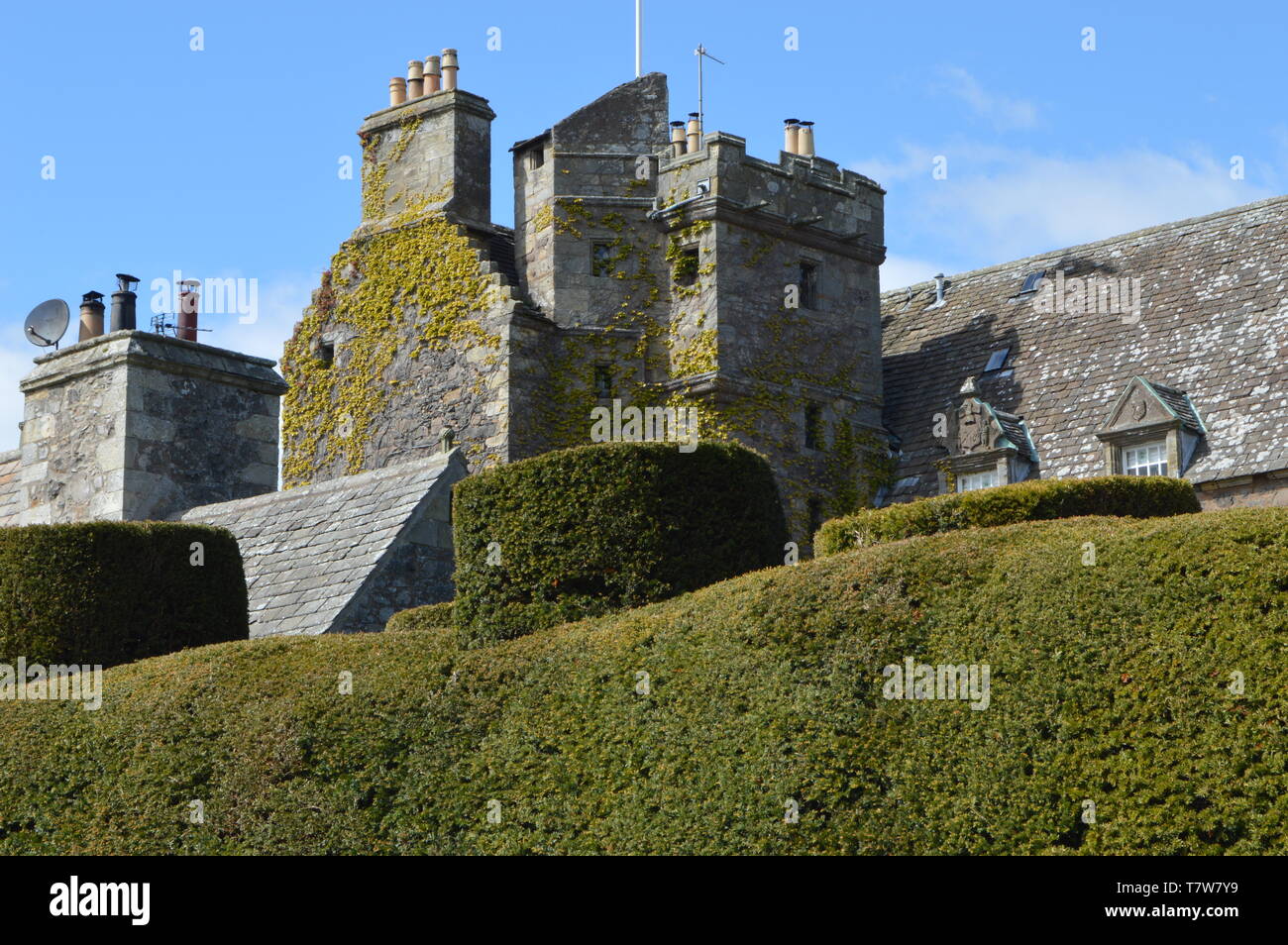 16th Century Earlshall Castle, Leuchars, near St Andrews, Fife, Scotland. 2019 Stock Photo