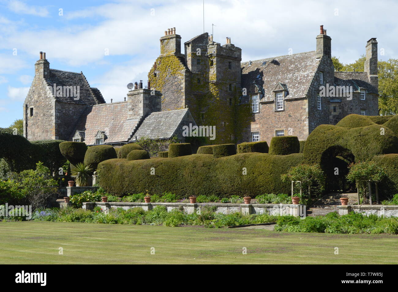 16th Century Earlshall Castle, Leuchars, near St Andrews, Fife, Scotland. 2019 Stock Photo