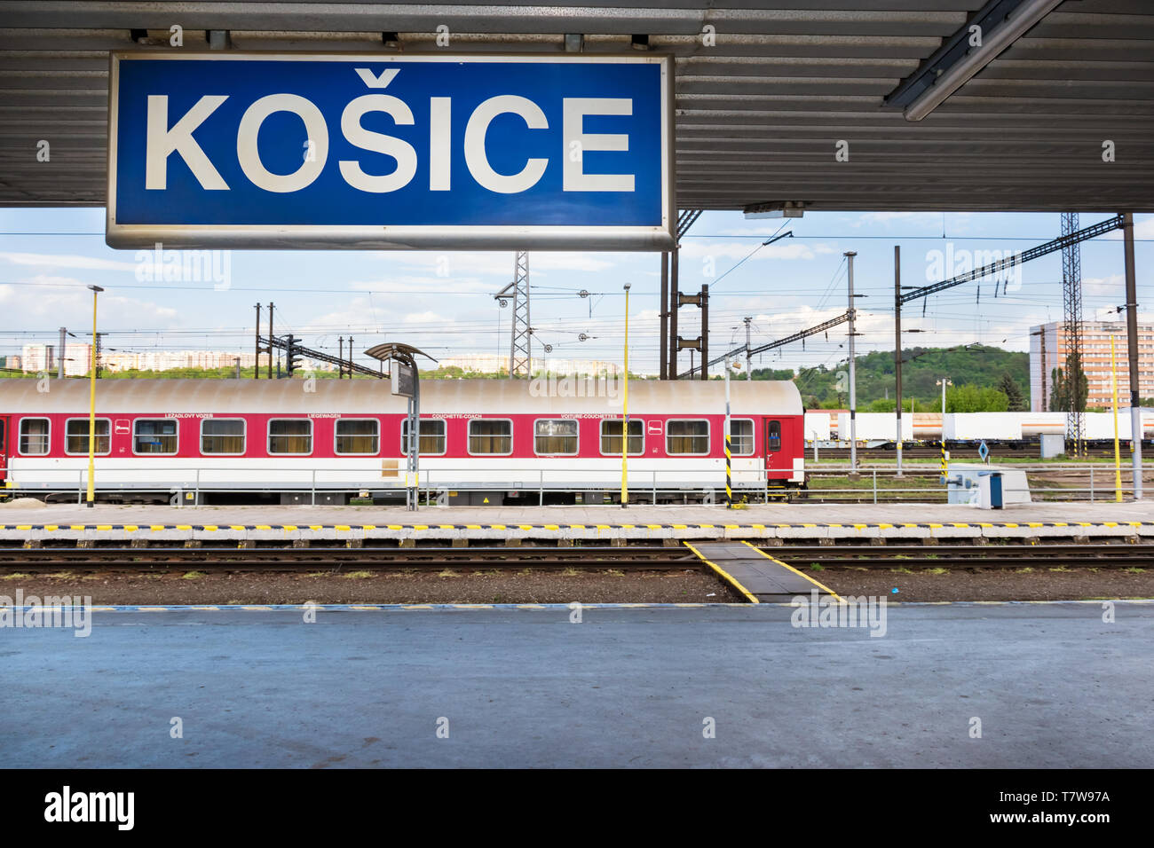 Couchette coach at Main railway station in Kosice (Slovakia) Stock Photo