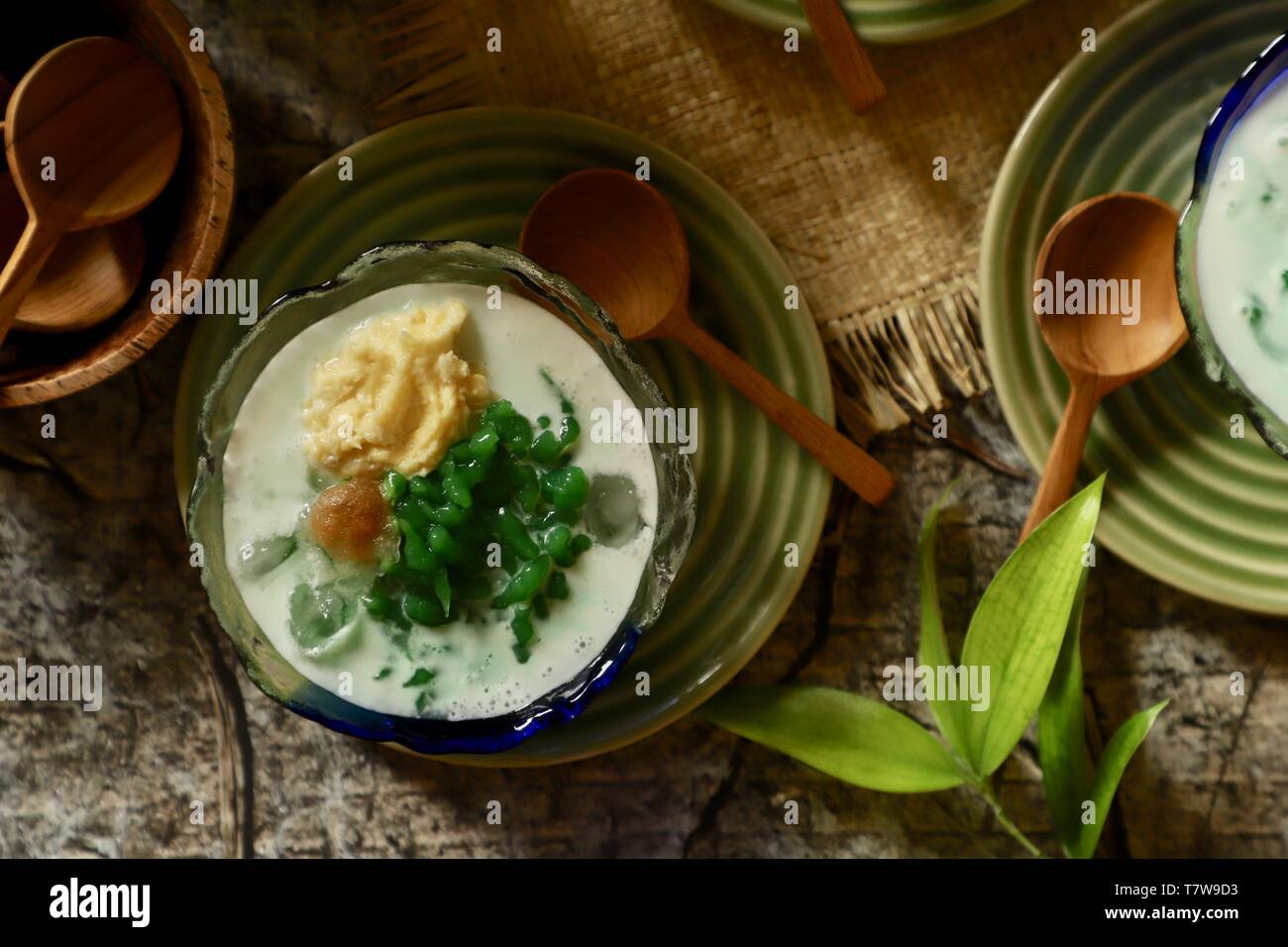 Es Cendol Durian Or Es Dawet Duren Peranakan Cold Dessert Of Pandan Noodle Jelly With Durian In Coconut Milk Soup Stock Photo Alamy