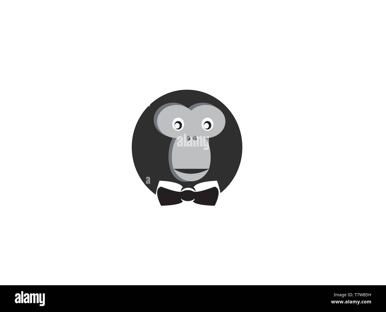 Monkey head with face smile and tie for logo design Stock Vector