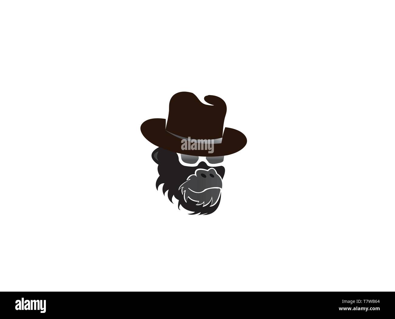 Gorilla head wearing a hat and glasses for logo design Stock Vector